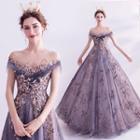 Cap-sleeve Embroidered A-line Wedding Gown