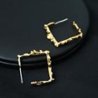 Square Alloy Open Hoop Earring 1 Pair - Gold - One Size