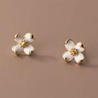 Flower Sterling Silver Earring 1 Pair - Gold & White - One Size