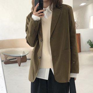 Single-breasted Blazer / V-neck Knit Vest / Plain Shirt