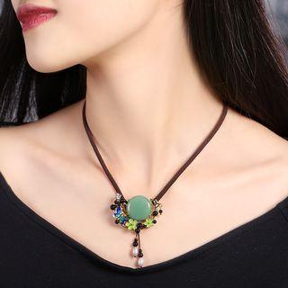 Dongling Jade Cloisonne Flower Pendant Necklace As Shown In Figure - One Size