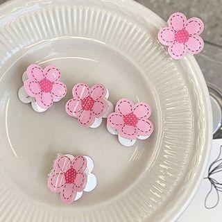 Flower Hair Clip Set Of 4 Pcs - Pink - One Size