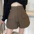 High-waist Pocket-detail Side-slit Shorts