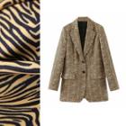 Tiger Print Single-breasted Blazer