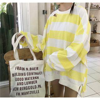 Stripe Cutout Boxy Pullover