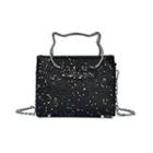 Sequined Faux Leather Handbag With Metal Chain Black - One Size