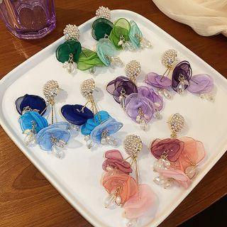 Rhinestone Petal Drop Earring