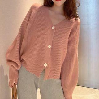 Long-sleeve Button-up Knit Top / Wide-leg Pants
