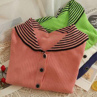 Striped Sailor-collar Light Cardigan