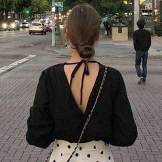 Open-back Blouse Black - One Size