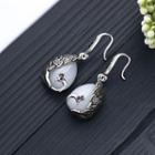 Peacock Faux Gemstone Alloy Dangle Earring Cp630 - 1 Pair - Silver & White - One Size