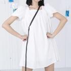 Short-sleeve Square-neck Strappy Mini Dress White - One Size