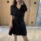 Short-sleeve Irregular A-line Mini Shirtdress