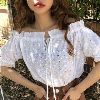 Off-shoulder Eyelet Lace Blouse
