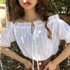 Off-shoulder Eyelet Lace Blouse