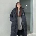 Padded Button-up Long Coat Black - One Size