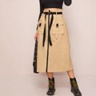 Zipped Belted Maxi Skirt