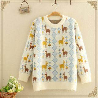 Horse Jacquard Furry Sweater