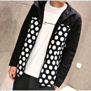 Polka Dot Panel Hooded Jacket