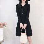 V-neck Long-sleeve A-line Knit Dress