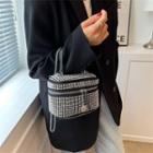 Studded Top Handle Bucket Bag Black & Silver - One Size