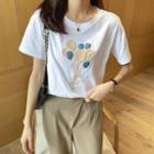 Sequin Balloon Embroidered Loose-fit Short-sleeve T-shirt