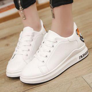 Butterfly Sequined Lace-up Sneakers