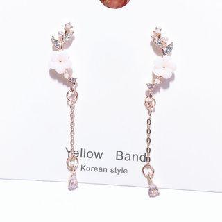 Flower Rhinestone Dangle Earring 1 Pair - As Shown In Figure - One Size