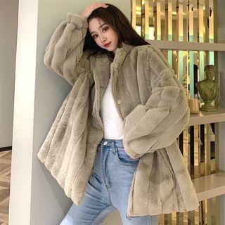 Faux-fur Loose-fit Coat As Figure - One Size