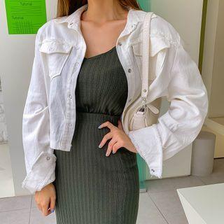 Fray-edge Cropped Trucker Jacket