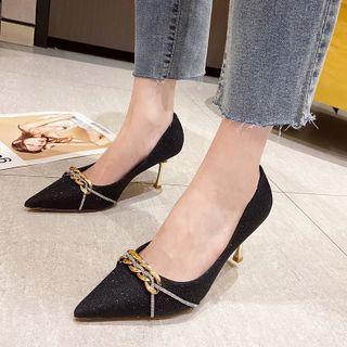 Chain Pointy-toe Stiletto Heel Pumps