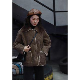 Faux Shearling Collared Single-breasted Jacket