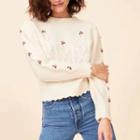 Long Sleeve Floral Embroidered Ruffled-trim Crop Cardigan