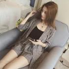 Set: 3/4-sleeve Buttoned Blazer + Camisole Top + Shorts