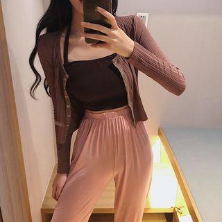 Halter Cropped Top / Cardigan / Cropped Pants
