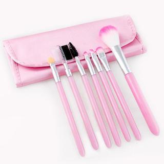 Makeup Brush Set (pink) 7 Pcs + Bag
