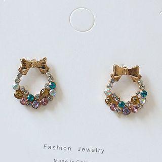 Rhinestone Bow Hoop Earring 1 Pair - Earring - One Size