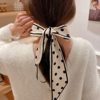Polka Dot Bow Fabric Hair Tie