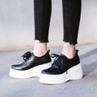Genuine Leather Lace-up Platform Wedge Shoes