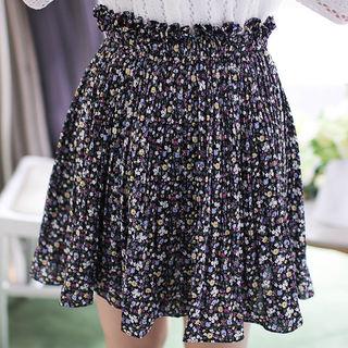 Inset Shorts Floral Pleated Skirt