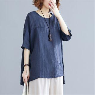 3/4-sleeve Top / Cropped Wide-leg Pants / Set