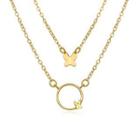 Butterfly Hoop Pendant Layered Alloy Necklace 5482901 - Gold - One Size