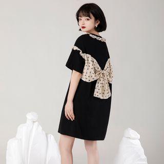 Short-sleeve Paneled Mini T-shirt Dress