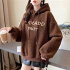 Letter Embroidered Long-sleeve Fleece Pullover