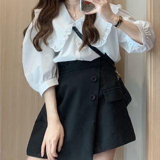 Puff-sleeve Blouse / Asymmetrical Skort