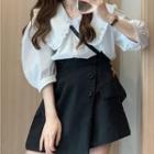 Puff-sleeve Blouse / Asymmetrical Skort