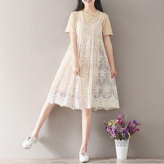 Set: T-shirt Dress + Sleeveless Lace Dress