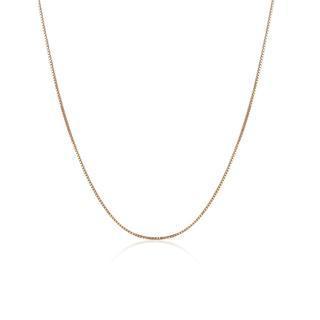 18k Solid Rose Gold Classic Box Chain Necklace With Spring Ring Clasp, 16