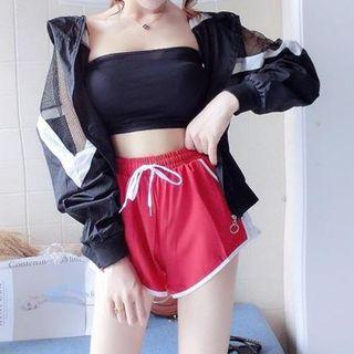 Set: Plain Bandeau + Shorts + Jacket
