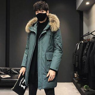 Faux Fur Hooded Cargo Padded Coat